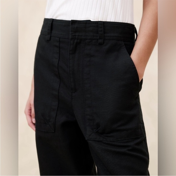 NWT! Banana Republic Black Mya Cotton-Linen Pant - Multiple🩵 - Picture 3 of 4